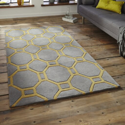 Lybbert area rug Hand Tufted Rectangle Grey/Yellow