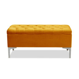 Modena Wide Velvet Tufted Rectangle Ottoman Storage Bench with Legs, Upholstered Multi-Function Footstool Bench for Living Room & Bedroom