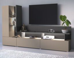 Congo, Anthracite & Black Sabrenia Entertainment Unit W270cm - Modern Media Storage Solution