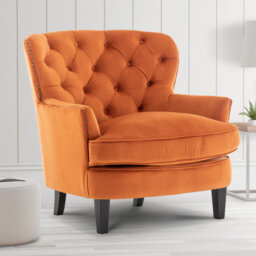 Higgenbotham Velvet Wingback Accent Chair with Button-Tufted Back and Nailhead Trim