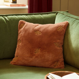 Autumn Trail Embroidered Faux Fur Cushion Cover