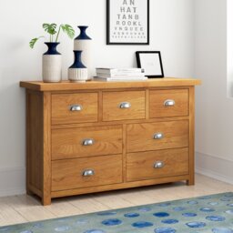 Hagberg Solid Wood 135cm W 7 - Drawer Chest of Drawers