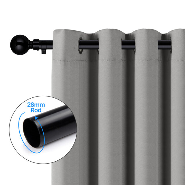Extendable Plain Metal Curtain Pole And Hardware Set with Finials