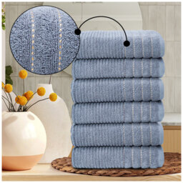 6 Pack Premium Ribbed Cotton Towels, Everyday Comfort Hand, Bath Towels & Sheet, Soft Feel, Quick Dry & Highly Absorbent