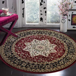 Round Hartlyn Machine Woven Red Area Rug