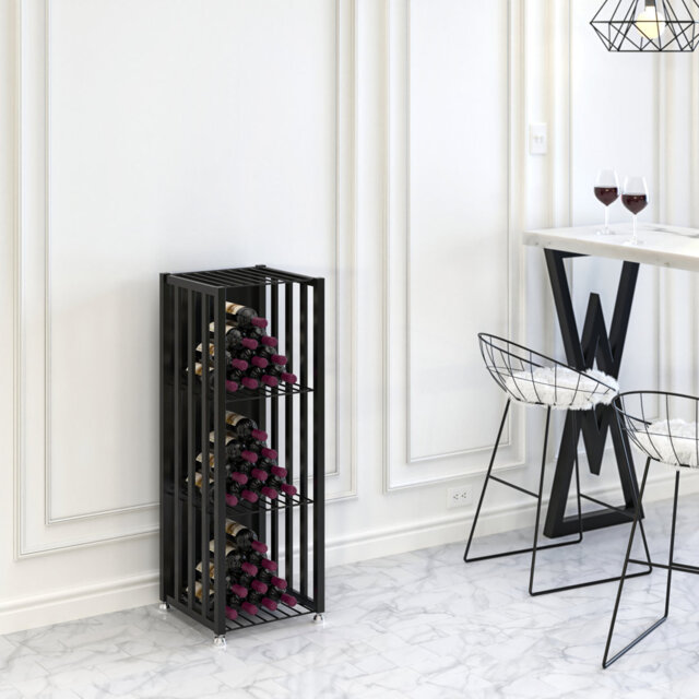 Lacey 48 Bottle Floor Wine Bottle Rack in Black
