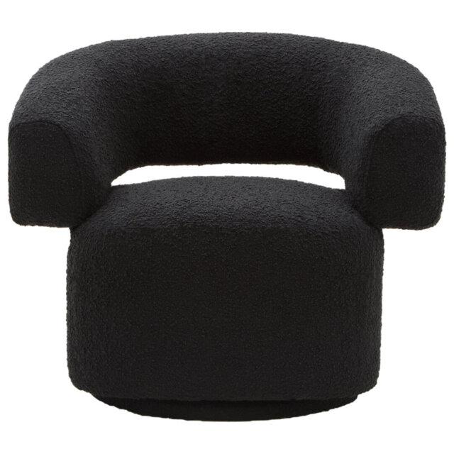 Oliveto Black Boucle Curved Swivel Armchair