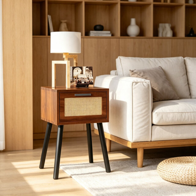 35cm W Pine Bedside Table