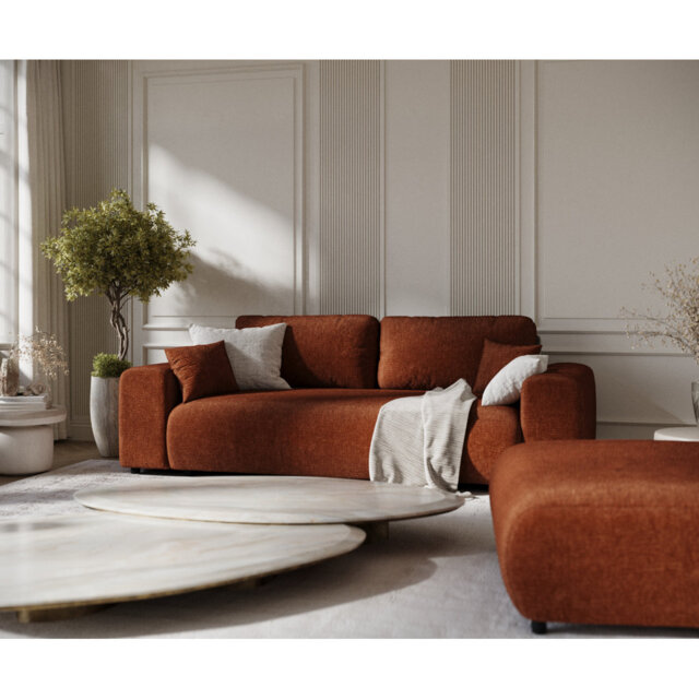 Three-seater square arm sofa