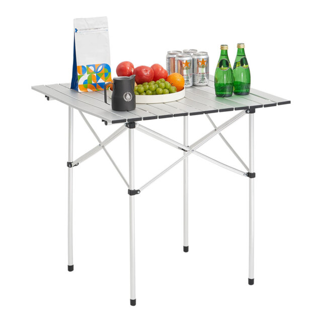 Folding Camping Table, Portable Roll Up Side Tables, Small Lightweight Aluminum Beach Table, Compact with Carry Bag, for Outdoor Cooking, Tailgating,