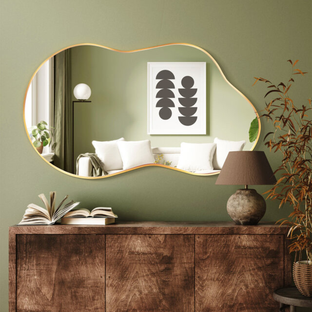 Irregular Metal Framed Wall Mirror, Asymmetrical Mirrors