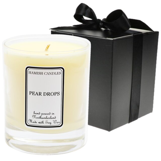 Pear Drops Scented Jar Candle with Glass Holder