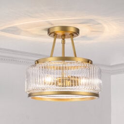 Glass Drum Semi Flush Mount Light