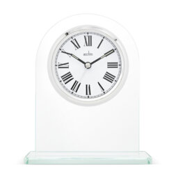 Acctim Adelaide Mantel Clock Quartz Glass Luminous Hands Floating Effect Energy Efficient Silver