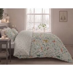 Festive Forest Animals Duvet Cover Set – Deer, Fox & Rabbit Print Bedding with PillowcaseS