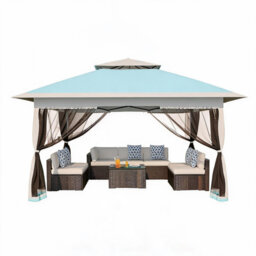 3 x 3m Pop Up Garden Gazebo, Double Roof Instant Canopy Tent with Netting & 4 Sandbags, 3-Level Adjustable Height, Metal Frame for Patio, Parties & Ou