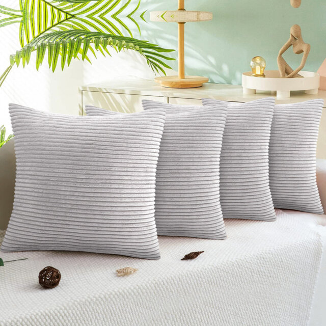 Striped Square Scatter Crushed Velvet Cushion Cover (Set of 4)