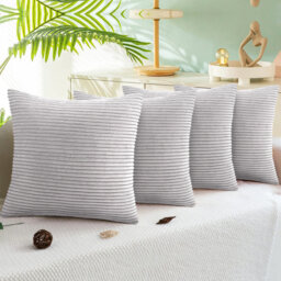 Striped Square Scatter Crushed Velvet Cushion Cover (Set of 4)
