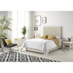 SantaMarina Tweed Fabric Divan Bed with Open Coil Memory Foam Mattress No Headboard