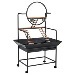 167cm High Carbon Steel Bird Cage & Playstand with Perches, Ladders, Removable Tray, Rolling Stand & Storage Shelf, for Parakeets, Cockatiels, Conures