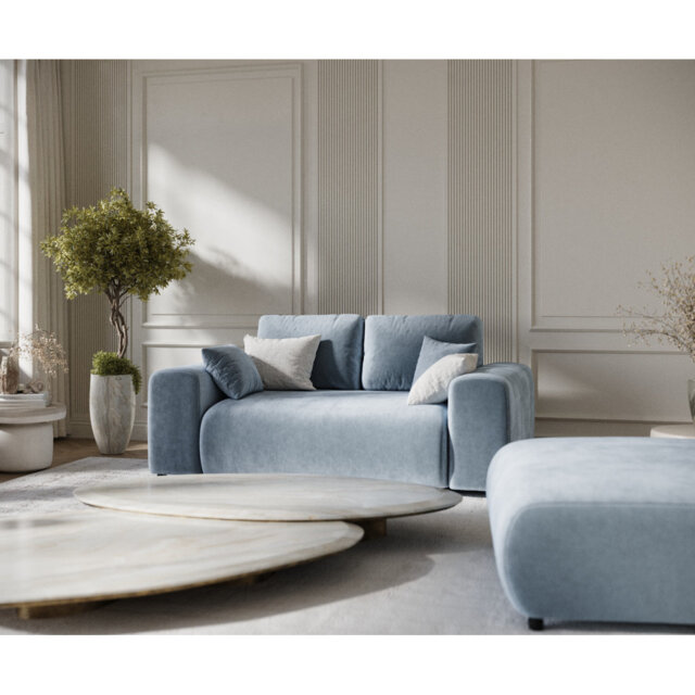 Two-seater square arms loveseat sofa