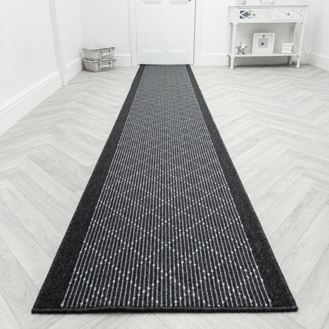 Boulevard Black Hallway Runner Rug â Hardwearing, Non-Slip & Durable Carpet for Hall, Kitchen & Corridor
