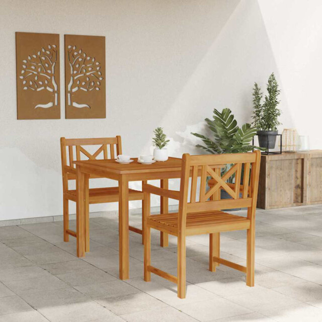 2 - Person Wood Patio Dining Set with Square Table