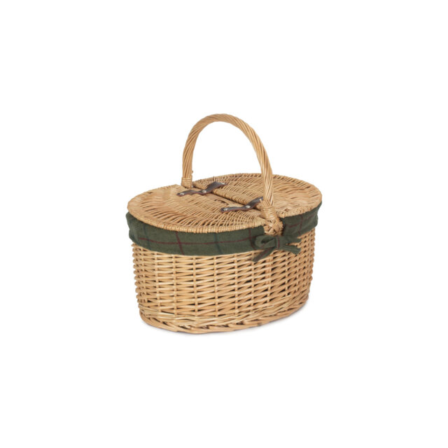 Wicker Lidded Picnic Hamper Basket with Lining