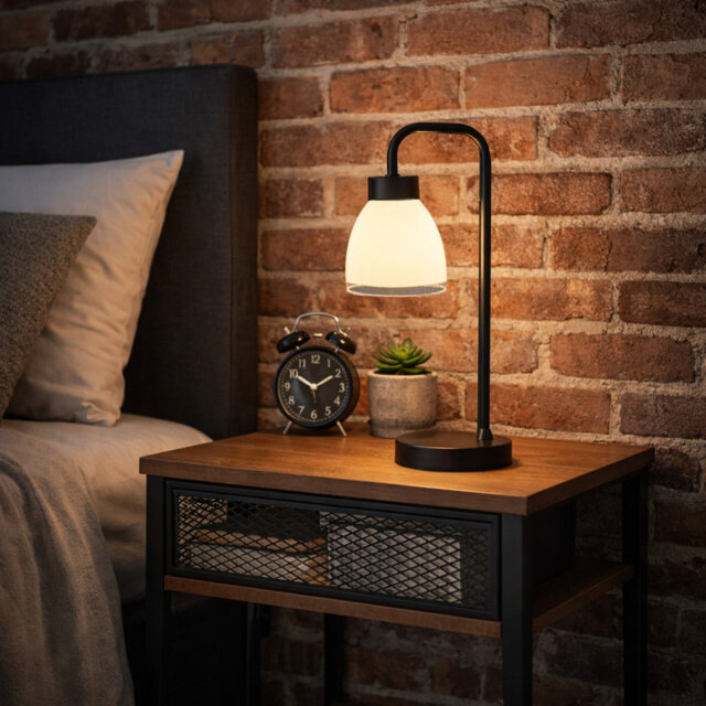 Alakai 41cm Desk Arch Metal Table Lamp with Glass Shade