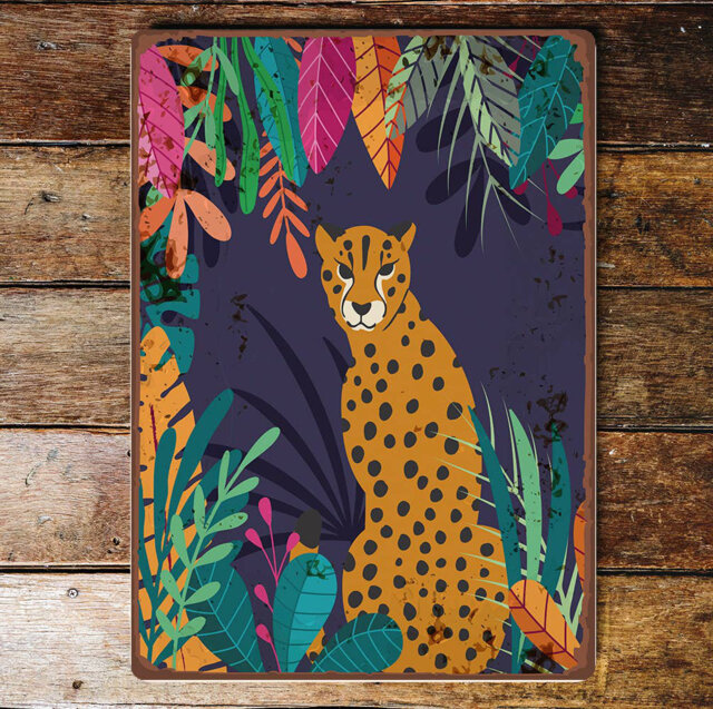 Cheetah Lepards Jungle Tropical Metal Wall DÃ©cor