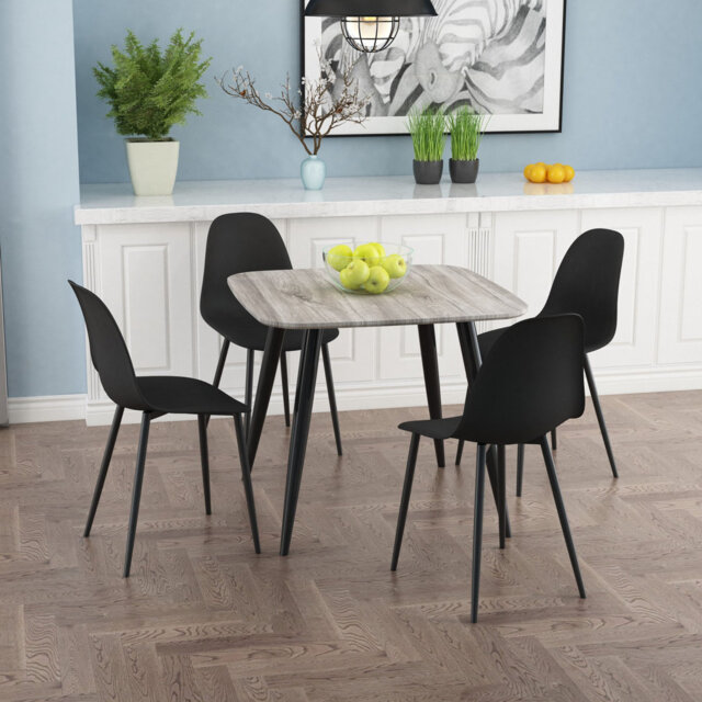 Aspen 5-Piece Casual Dining Set - Compact Square Table & 4 Curved Plastic Chairs