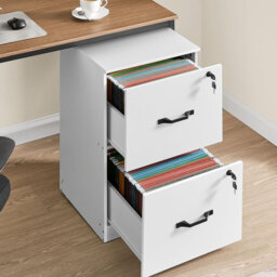 Cloud White File Cabinet, with 2 Lockable Drawers, Adjustable Hanging Rails, for A4 and Letter-Size Files