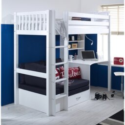 Solorzano European Single (90 x 200cm) High Sleeper Loft Bed Bed with Bookcase