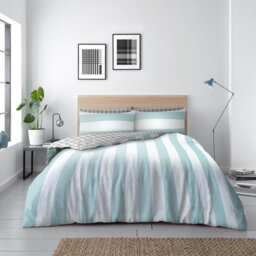 Striped Polycotton Duvet Cover Set with Matching Pillowcases - Single, Double, King - Soft, Breathable, Machine Washable Bedding