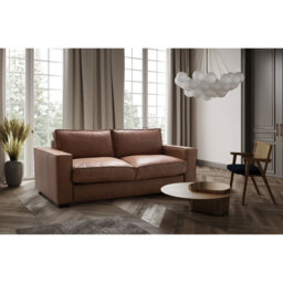 Ripleigh 3 Seater Genuine Aniline Vintage Leather Reclining Sofa Bed with Mattress