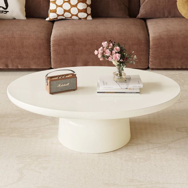 Cream White 116 cm Round Modern Coffee Table-Center Table,High Quality Materials