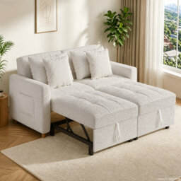 2 Seater Linen Sofa Bed