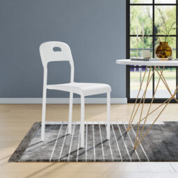 Modern Stackable Plastic Dining Chairs with Metal Legs, Waterproof and Stain-Resistant Seat, Indoor and Outdoor Use, Space-Saving