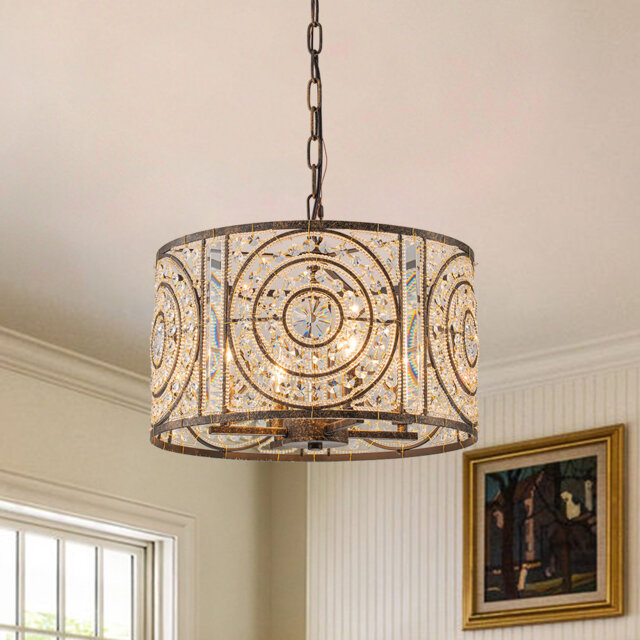 4-Light Sparkling Crystal Glass Statement Chandelier