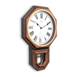 Acctim Wall Clock Radio Controlled Quartz Pendulum Movement Dark Wood Effect