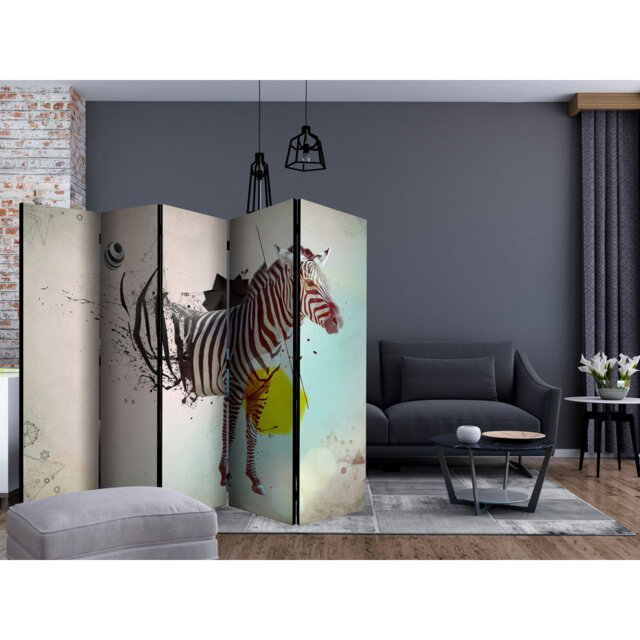 225cm W x 172cm H 5 - Panel Wood Folding Room Divider