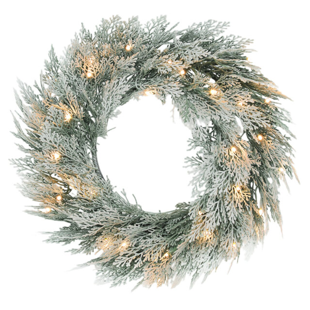 Handcrafted Faux Lighted Polyethylene Plastic, Metal 60cm Wreath