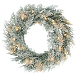 Handcrafted Faux Lighted Polyethylene Plastic, Metal 60cm Wreath