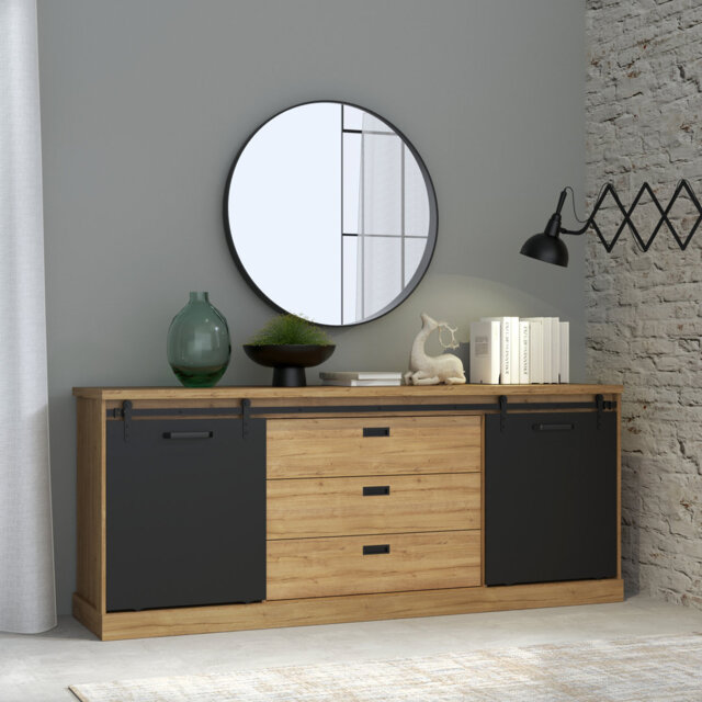 Lauran 3 Drawer 213.4Cm W Combi Chest Of Drawers
