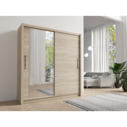 BAKU – spacious, two-door sliding wardrobe with a mirror and a clothes rail