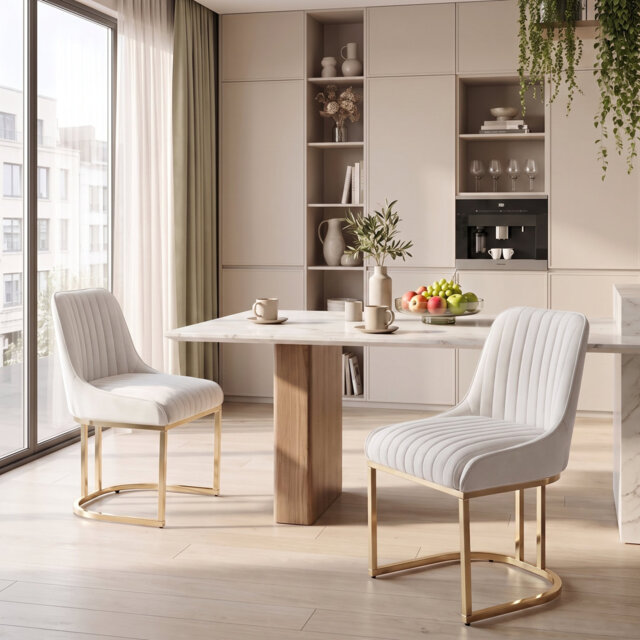 Modern Upholstered Velvet Dining Chairs Elegant Kitchen Chairs Accent chairs Sturdy Gold Metal Frame for Living Room Restaurant Cafe