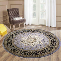 Non Slip Traditional Round Rug 120x120 cm – Turkish Polypropylene Carpet for Living Room, Bedroom & Dining Room