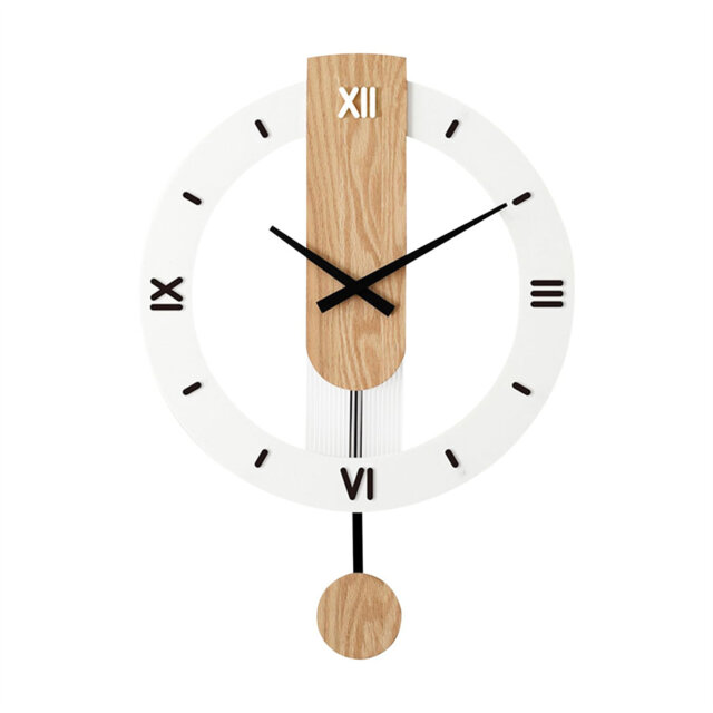 Wooden Swing Clock, The Mute Wooden Roman Numeric Hanging Clock, Suitable For Decorative Living Room, Kitchen, Bedroom, Office