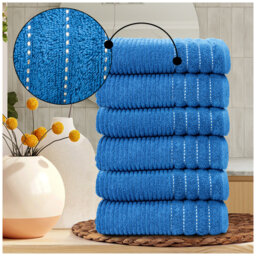 6 Pack Premium Ribbed Cotton Towels, Everyday Comfort Hand, Bath Towels & Sheet, Soft Feel, Quick Dry & Highly Absorbent