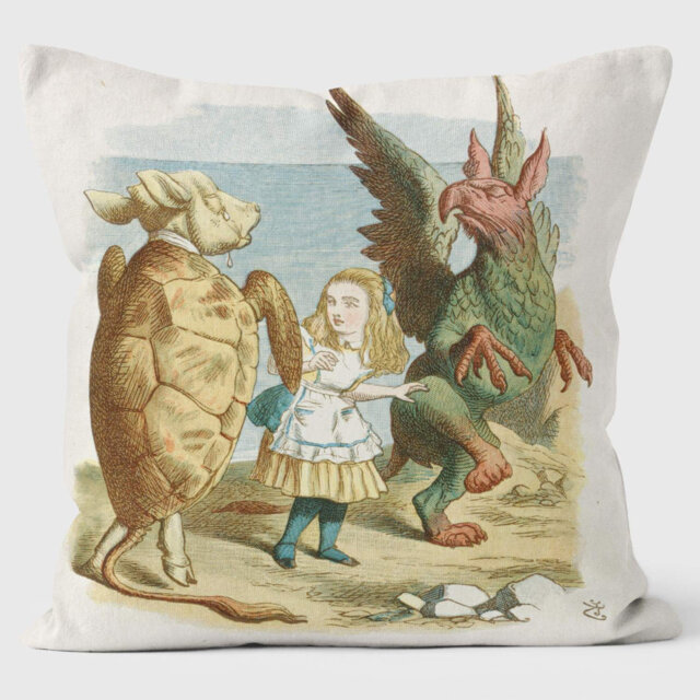 Turtle and Gryphon - Alice in Wonderland - Lewis Carroll Cushion